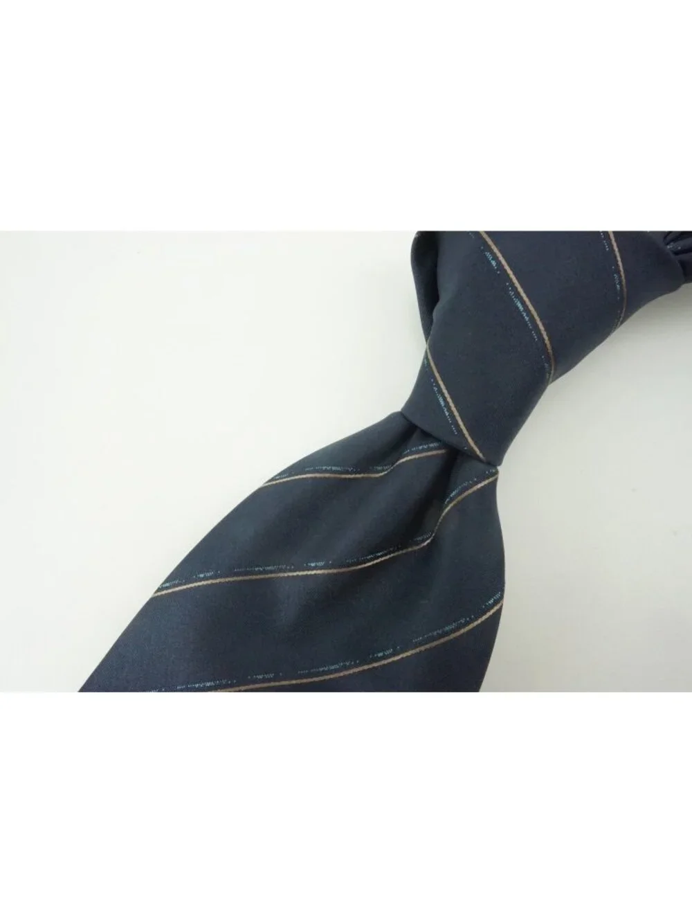 Canali Navy Blue Tortilla Beige Repp Striped Silk Tie Brand New With Tags